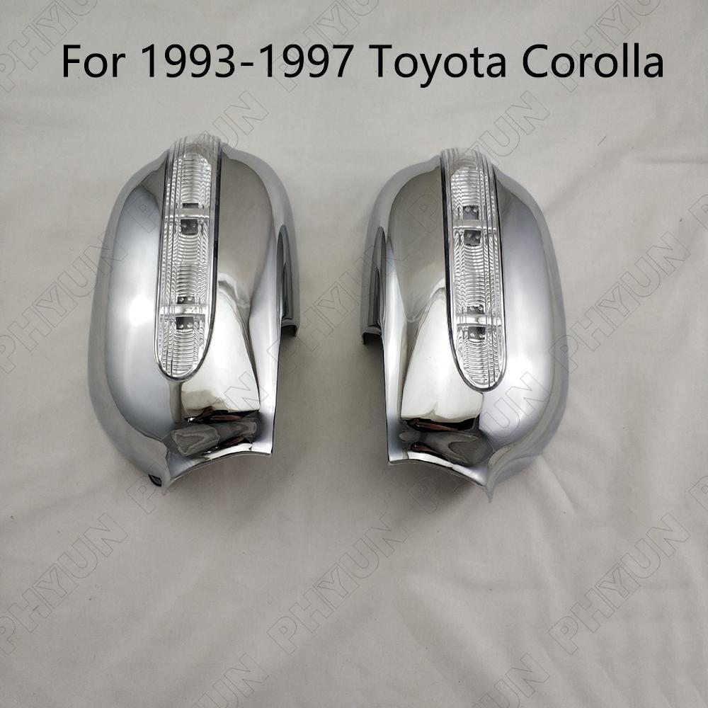 For 1993-1997 for Toyota for Corolla Side Mirror Cover Housing Trims with LED Light 2Pcs