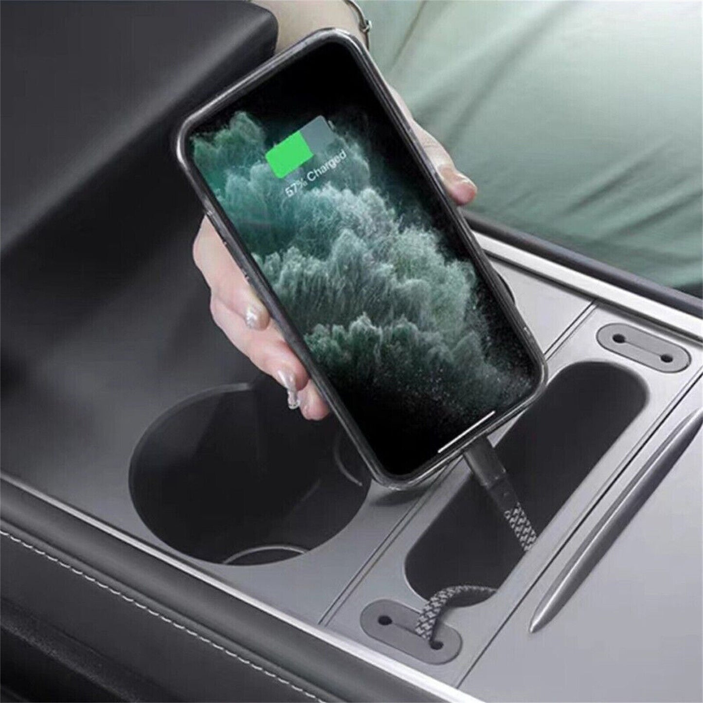 Gray ABS armrest storage box repair parts suitable for Model 3/Y C- n