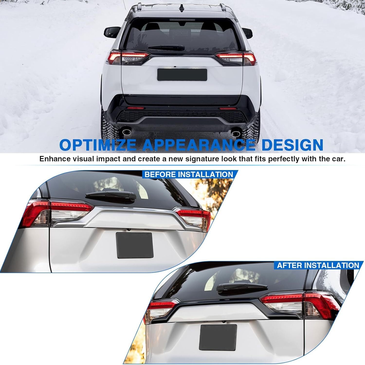Glossy Black Rear Trunk Lid Molding Trim Tailgate Cover Trim For RAV4 2019-2023