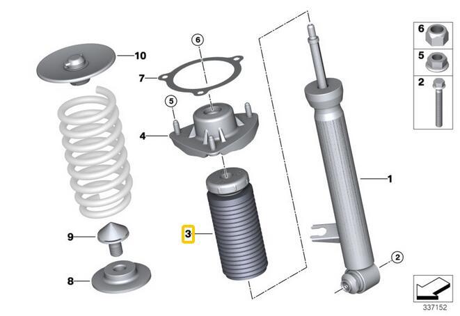 One rear shock absorber strut bumper suitable for X5, X6, F15, F16 33536865130- n