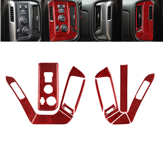 Red Carbon Fiber Side Air Vent Cover Trim For Silverado for GMC for SIERRA 2014-2018 -A