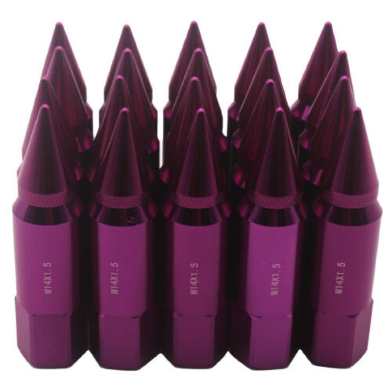 20PCS Spiked Aluminium Alloy Auto Wheel Hub Nuts Tire Screw M14x1.5 60MM Purple n
