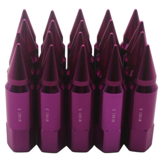 20PCS Spiked Aluminium Alloy Auto Wheel Hub Nuts Tire Screw M14x1.5 60MM Purple n