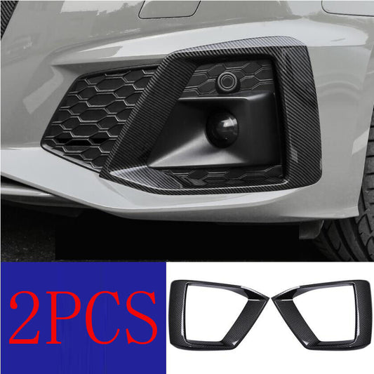 for AUDI A5 S5 2020-21 Carbon fiber ABS Front Fog Light Lamp Frame Cover Trim 2x