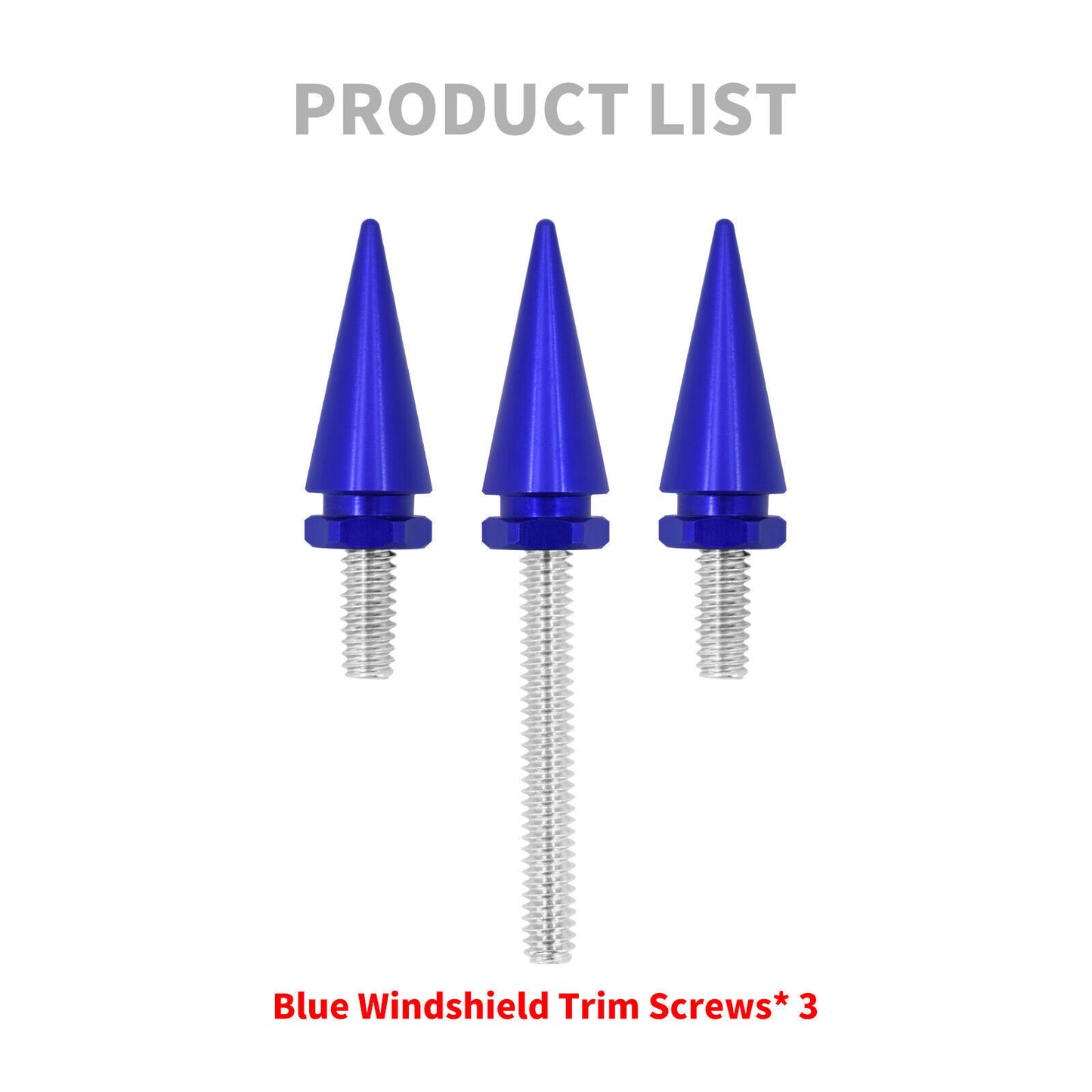 3x Blue Impaler Spike Wind Screen Windshield Bolt For Electra Street Glide 14-23