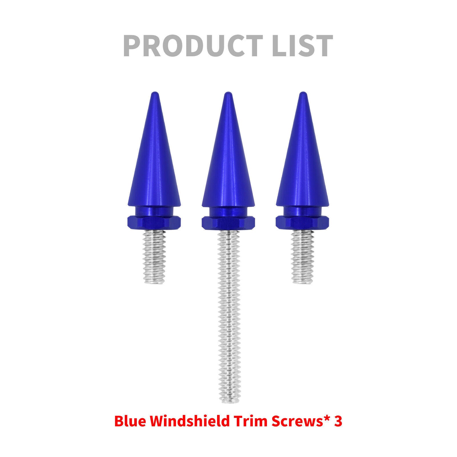 3x Blue Impaler Spike Wind Screen Windshield Bolt For Electra Street Glide 14-23
