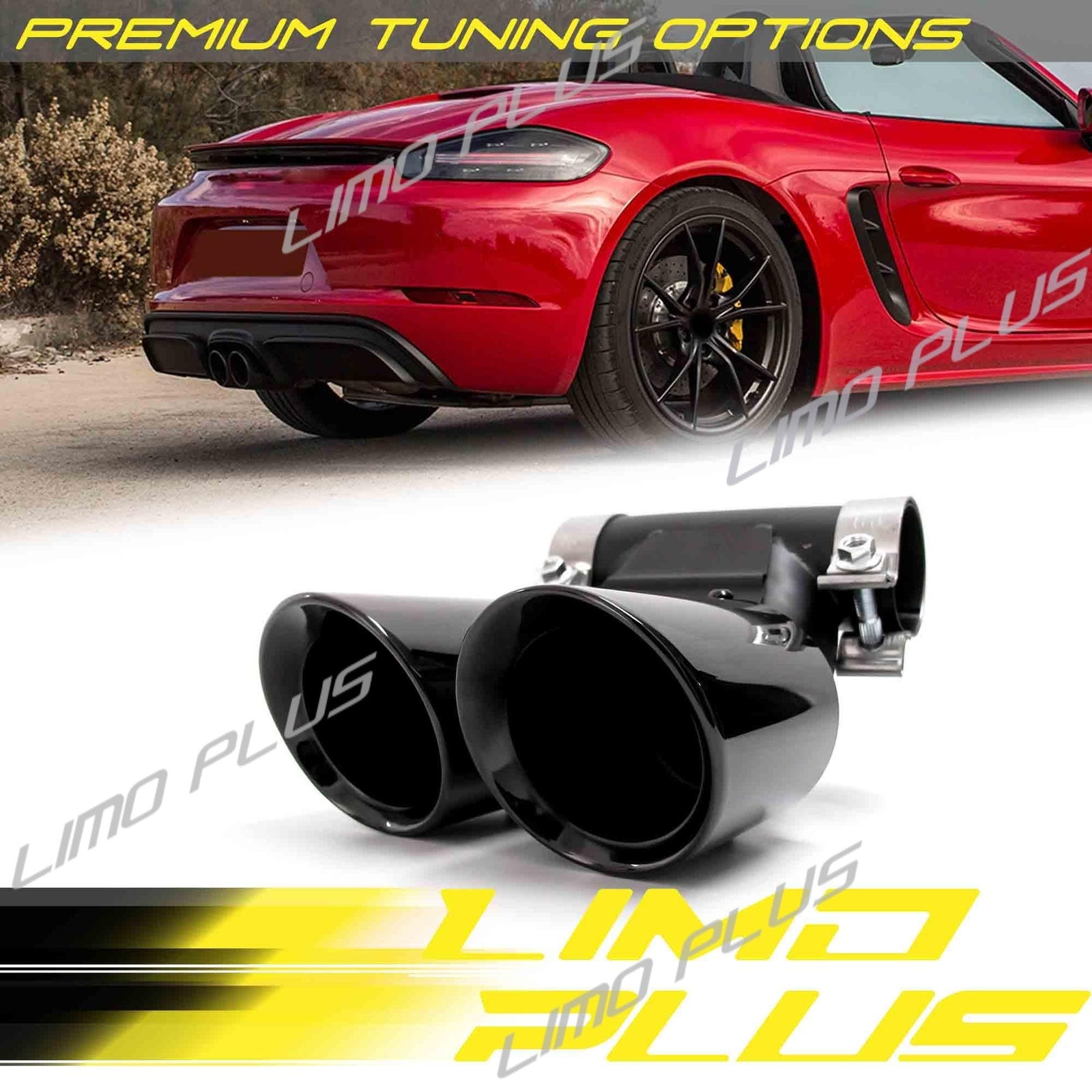 Muffler Tailpipe Exhaust Tips Black for Porsche 718 Cayman 982 2017+ Q