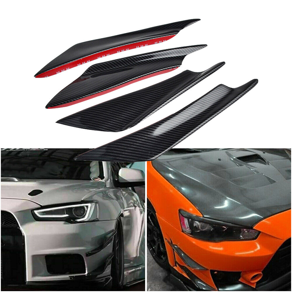 4-piece carbon fiber car bumper set, Canard Fin splitter diffuser, Valence Spoiler lip. Q
