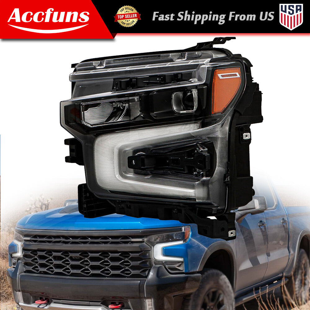 Suitable for 2022-2024 Silverado 1500 ZR2, single left headlight housing in black. n