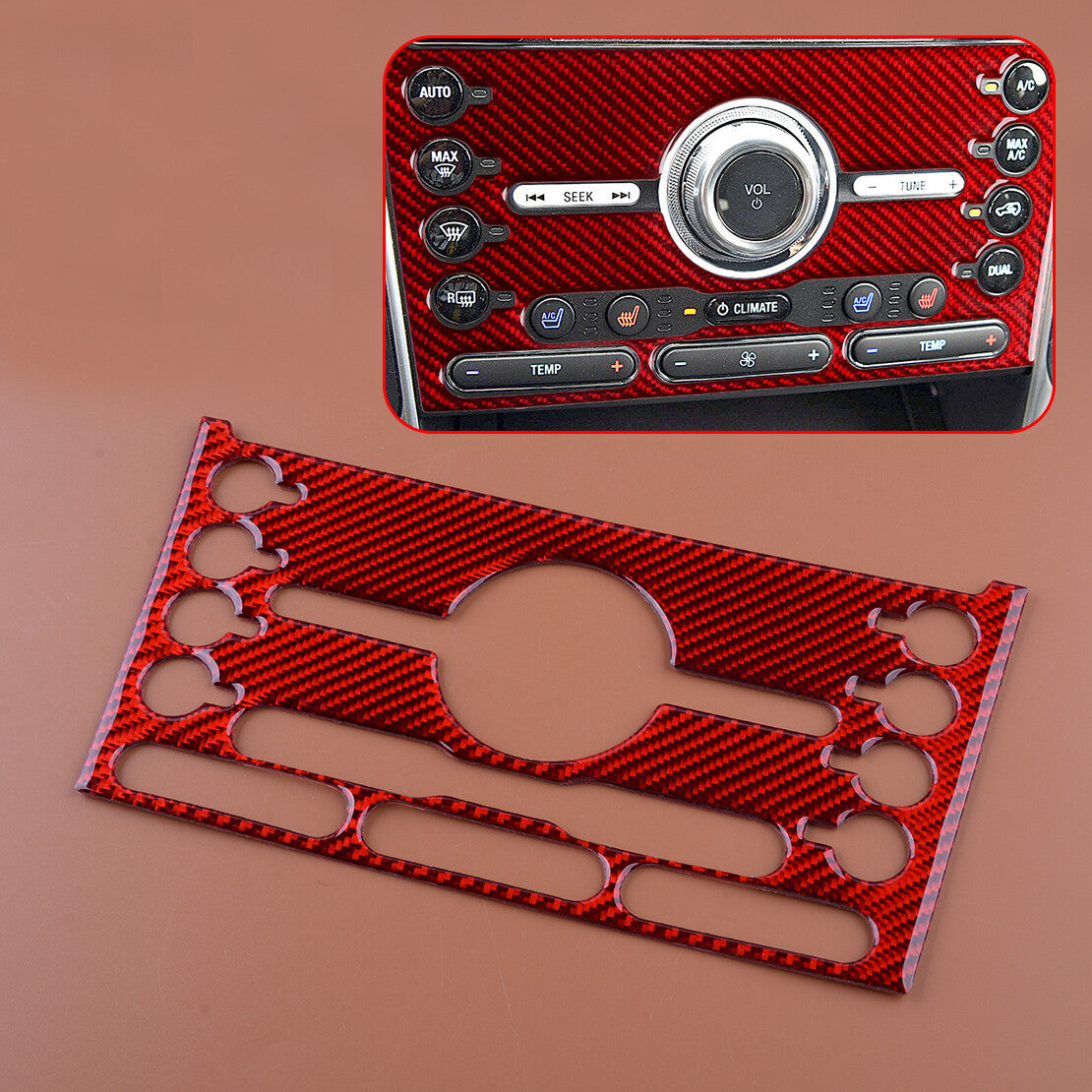 Red Carbon Fiber Center Console Panel Trim Fit for Explorer 2013-2019 v