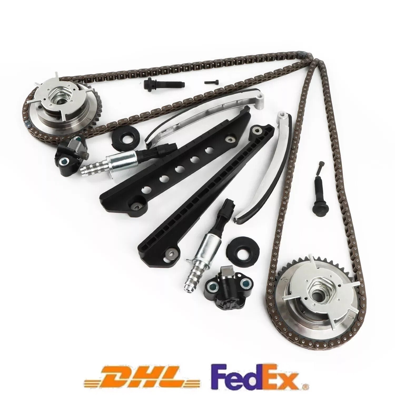 Timing chain kit + Cam Phaser VCT Selenoid kit for 05-10  for ford  Triton 3-valve 4.6 Q