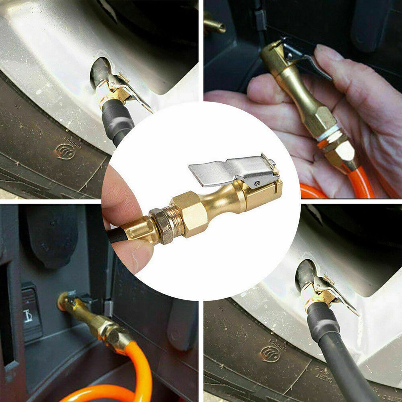 New 2Pcs 8mm Open Flow Air Chuck with Lock Connector Tire Inflator Valve