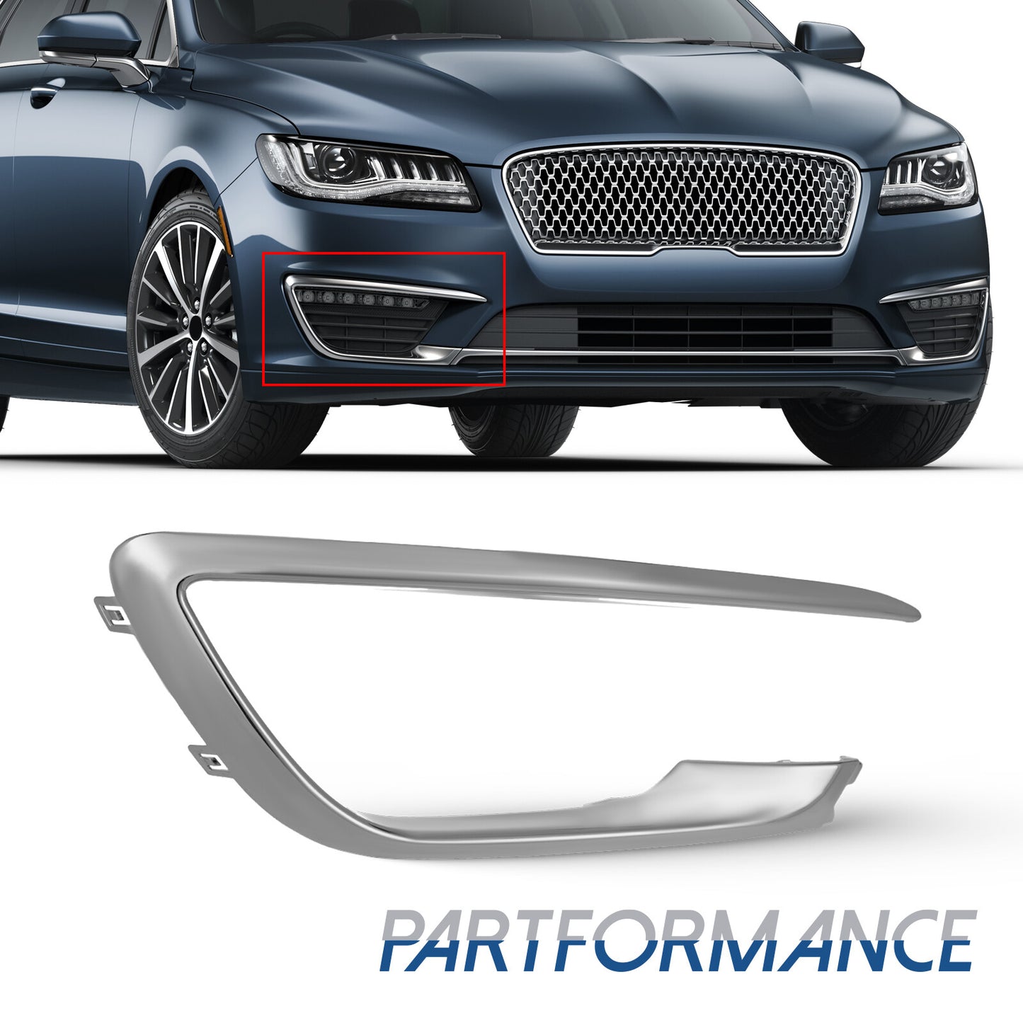 Front Passenger Right Fog Light Trim Exterior for CHRome For 2017 - 2020 for Lincoln MKZ - v