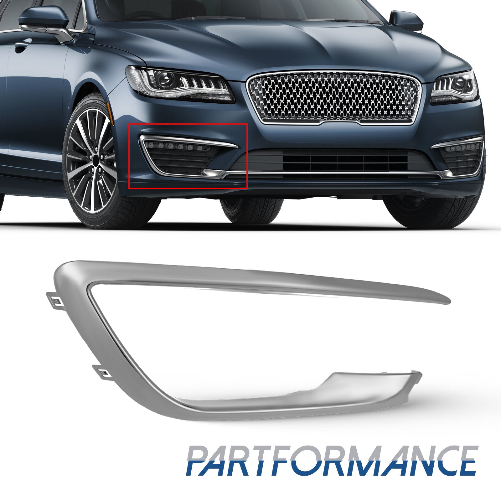Front Passenger Right Fog Light Trim Exterior for CHRome For 2017 - 2020 for Lincoln MKZ - v