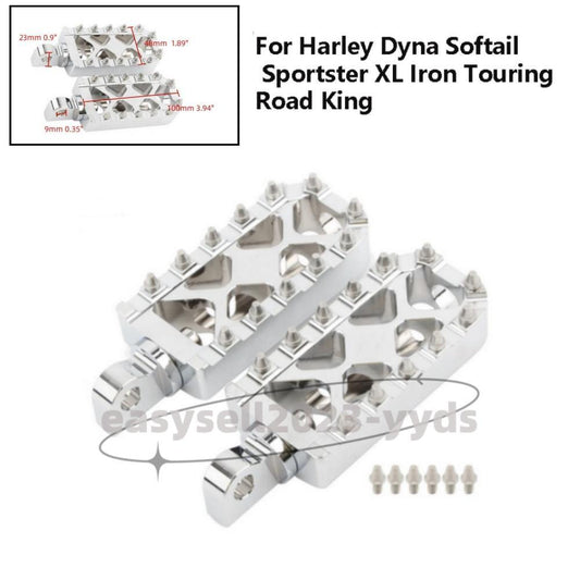Chrome Foot Pegs Footrests Pedals for Harley Sportster 883 Bobber Dyna Fatboy