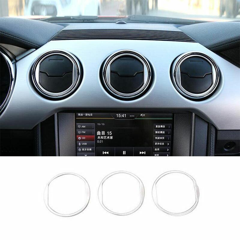Fit for Ford for Mustang 2015-2022 Matte Silver Dashboard Upper Air Outlet Vent Ring