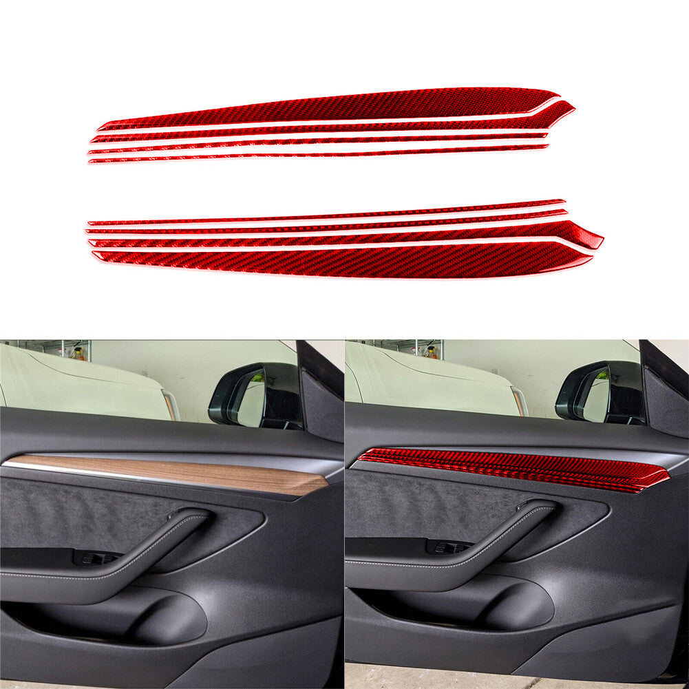 4Pcs Red Carbon Fiber Front Window Control Cover Trim for Acura TSX 2009-2014 v