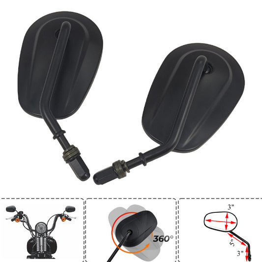Black motorcycle rearview mirrors suitable for Harley Sportster Dyna Softail Touring - n