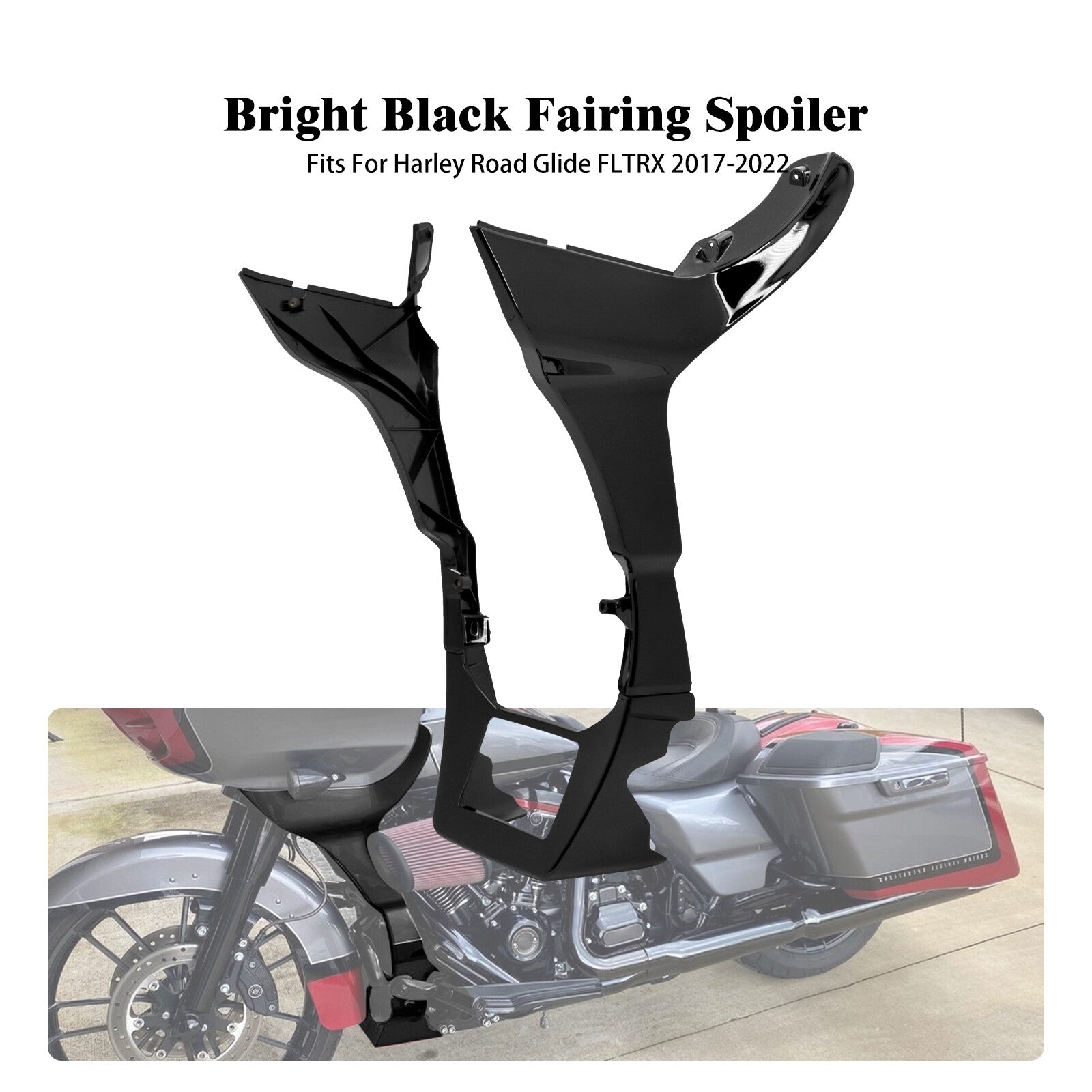 Gloss Black Fairing Spoilers Cover Fit for Harley Touring Road Glide FLTR 17-23
