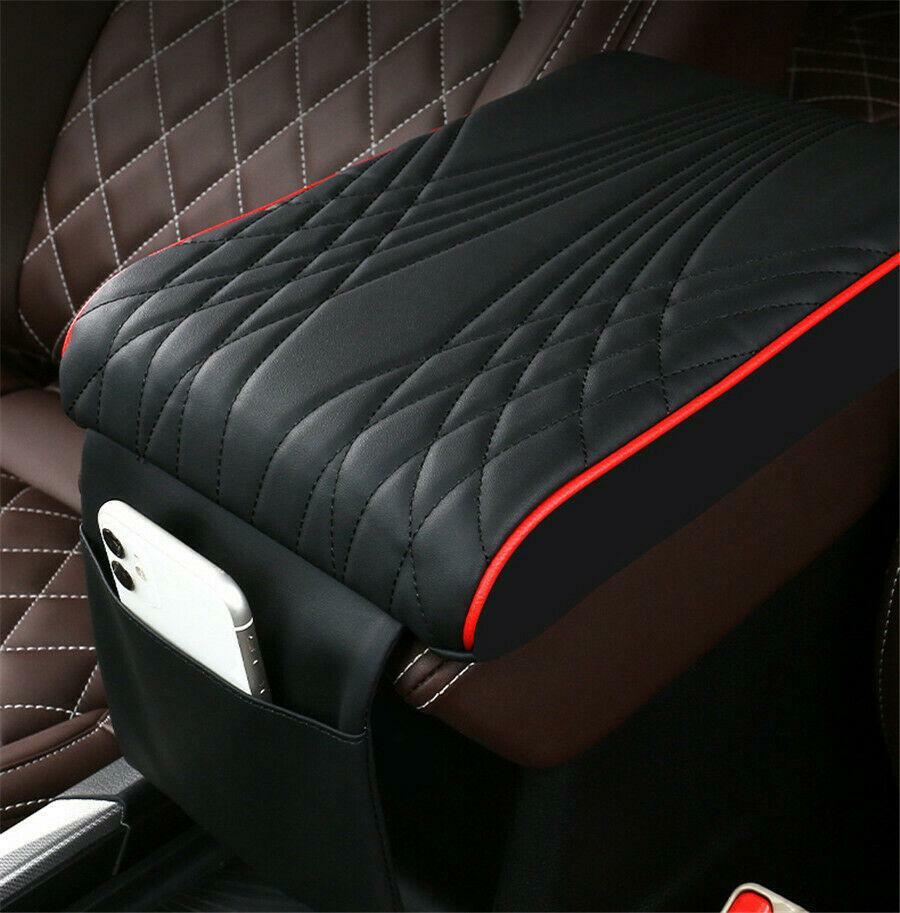 Automotive polyurethane synthetic leather striped armrest cover, center console box backrest support - n