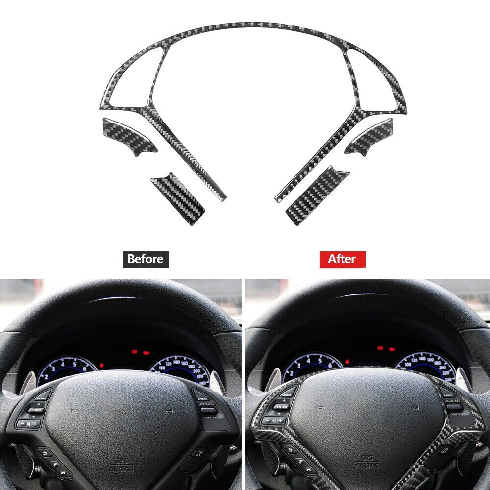 Carbon Fiber Steering Wheel Decorative Cover Trim for Infiniti G37 2010-2013 New n