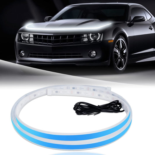 71-inch LED hood light strip for SUVs, 12-volt waterproof engine cover decorative light - n