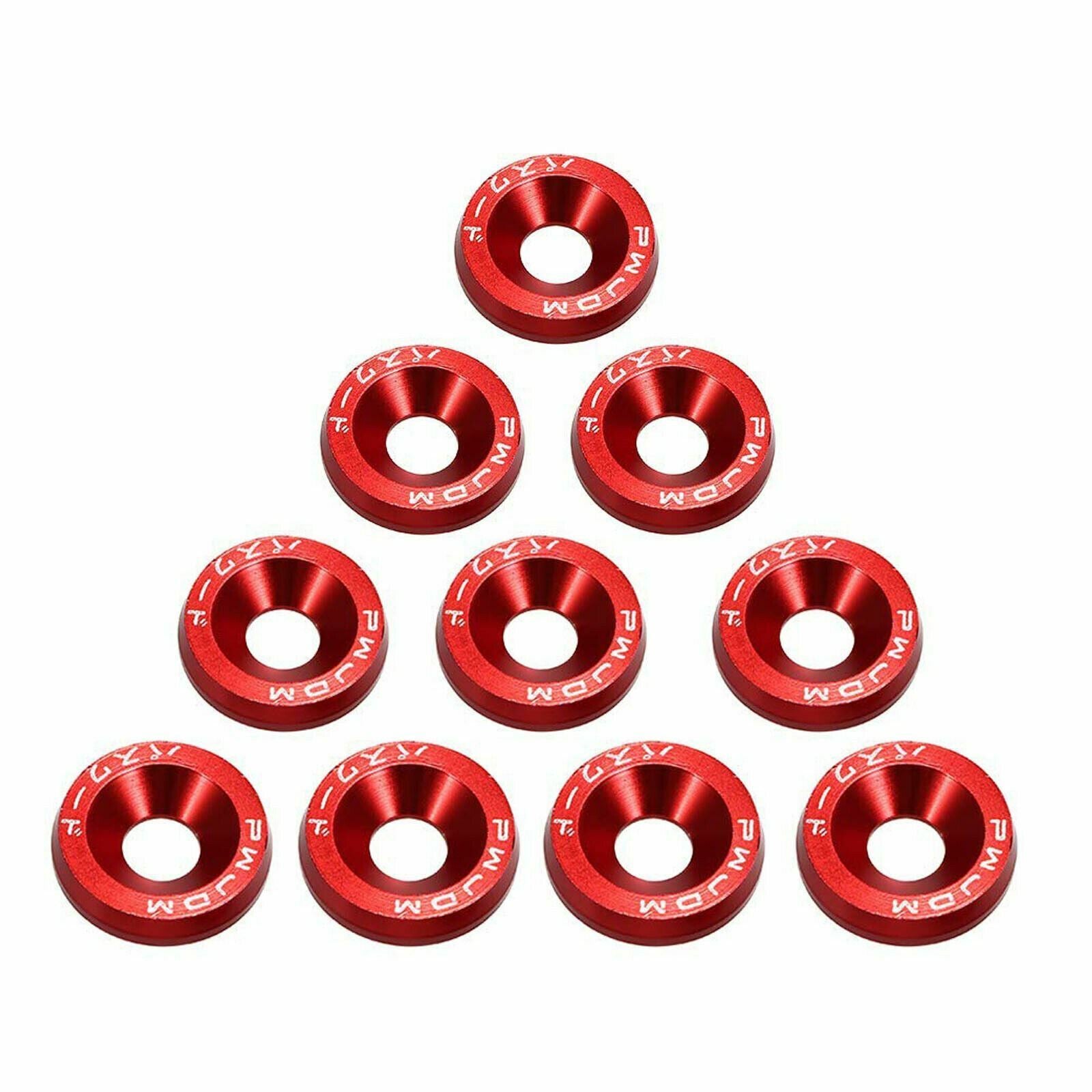 for Honda Accord CRV 10PCS Red CNC Fender Bumper Washer Engine Bay Dress Up Kit