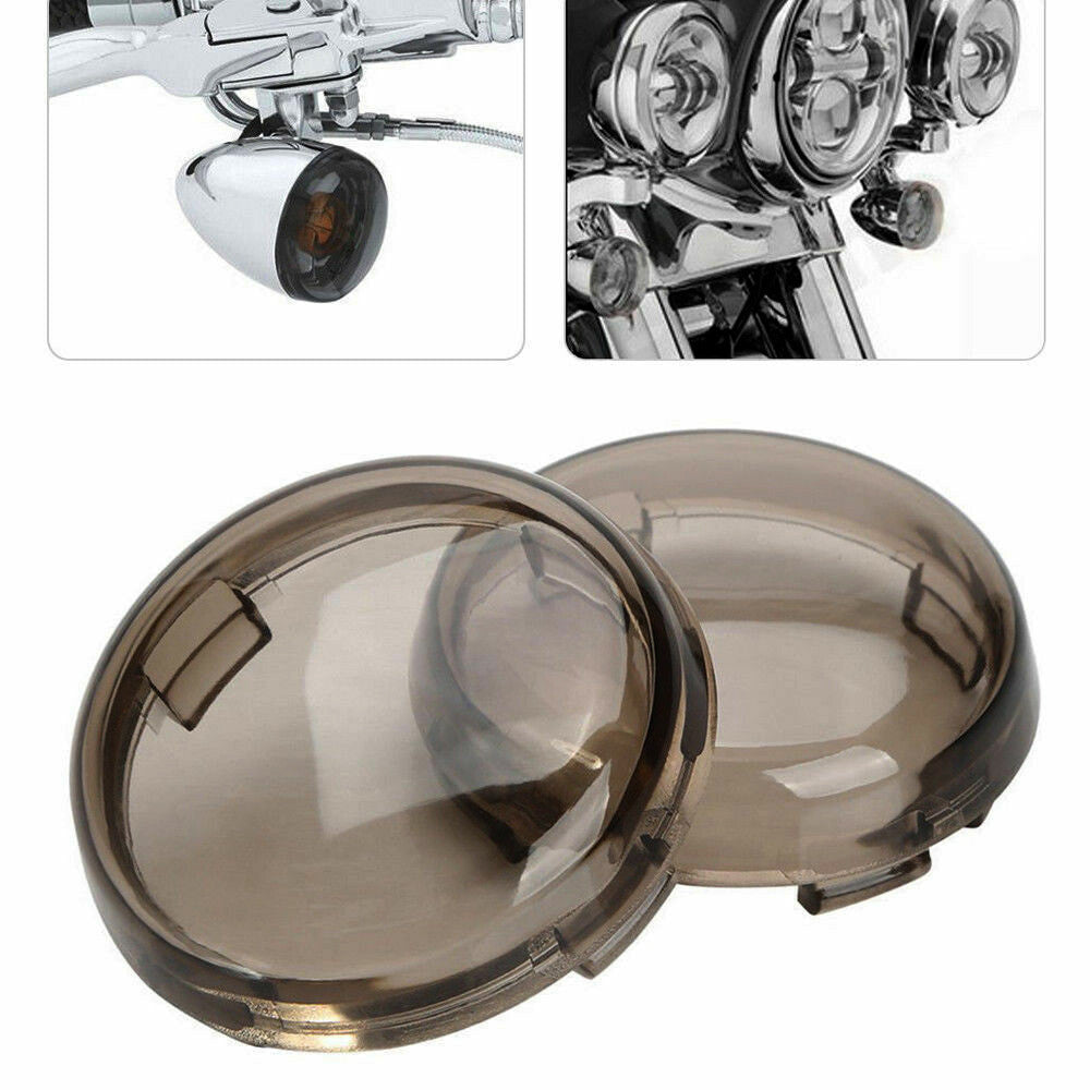 2Pcs Motorcycle Smoke Turn Signal Light Lens Cover Smoked for Harley Davidson Q