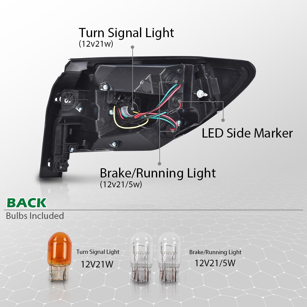 Tail Light Fits 2013 - 2017 for Traverse Left Driver Side Halogen Light with Bulb - v