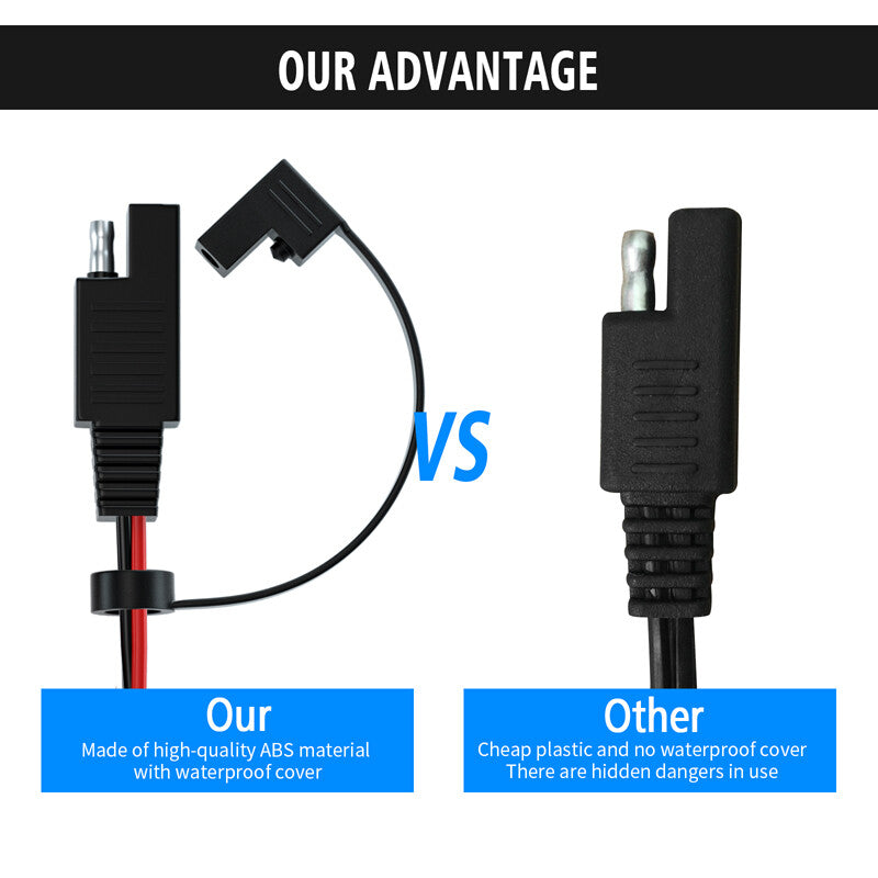 140cm 16AWG SAE to O-ring cord 12-24V SAE connection cable adapter battery charging - n