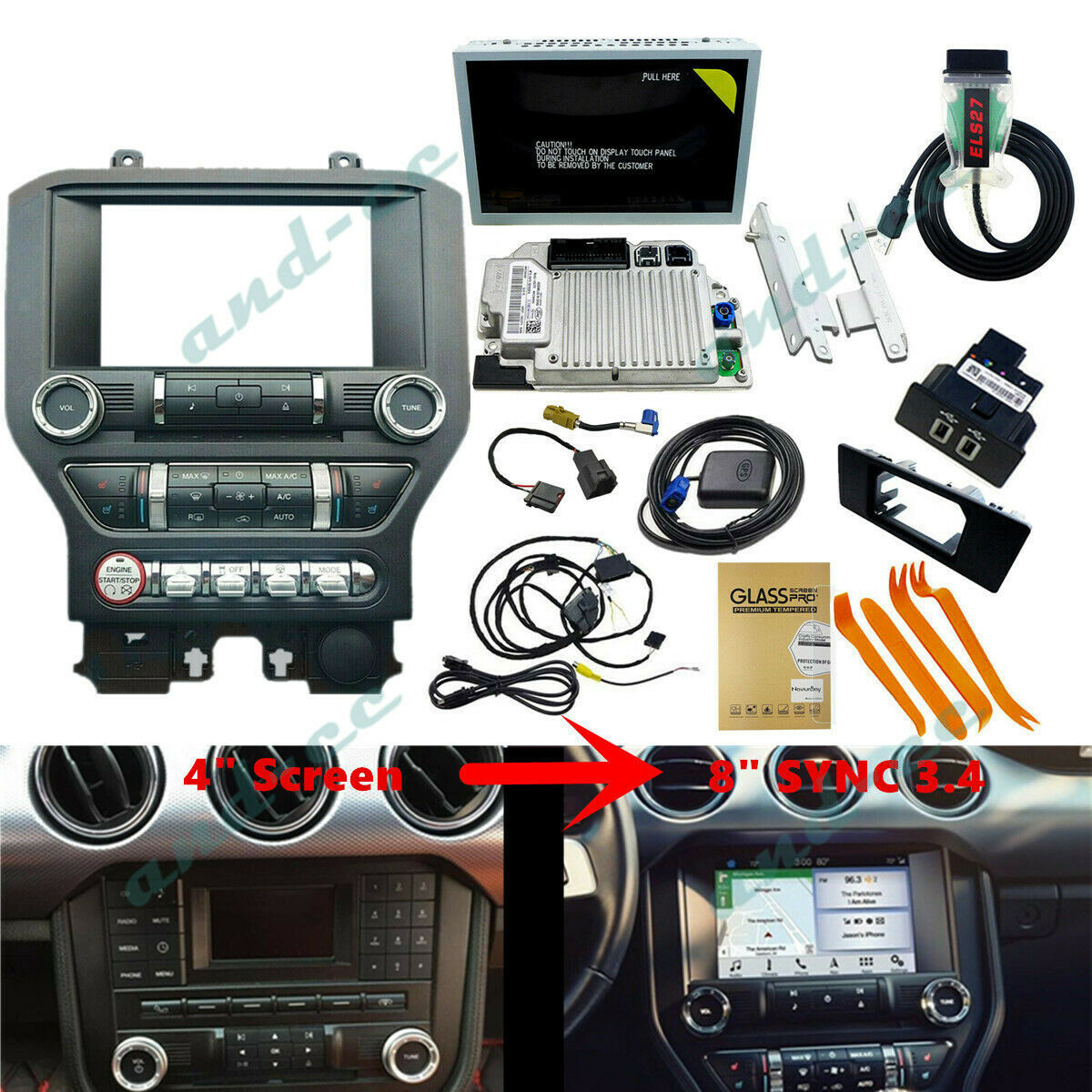 SYNC3 4 Upgrade 8 Kit 3.4 VER NA119 Fit for Ford for Mustang APIM Module Carplay MAP