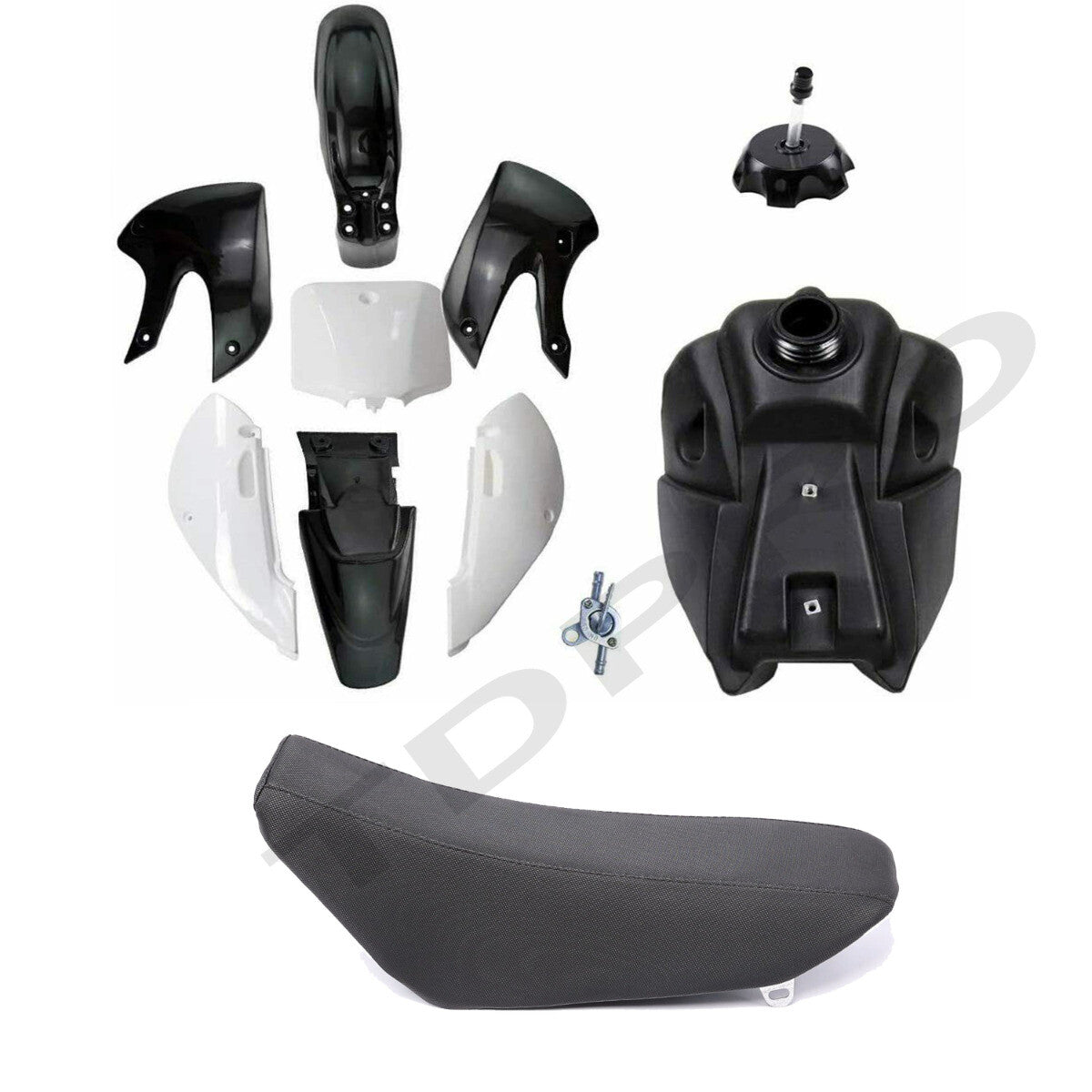 PLASTICS Mudguard Kit, for Seat Fuel Tank Cap for Kawasaki KX65, KLX110, DRZ110 Pit Bikes