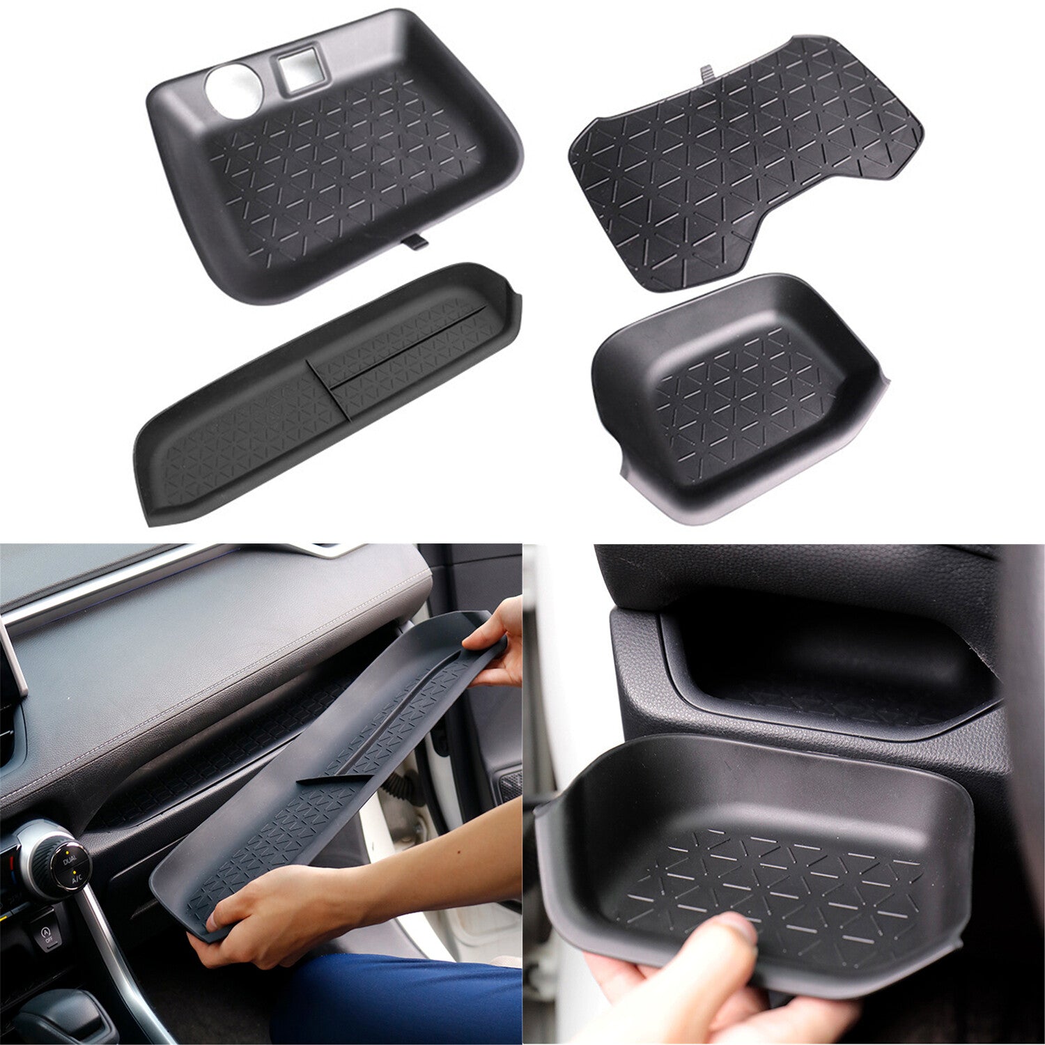 for Toyota RAV4 2020-2022 Water Cup Holder Storage Box Insert Tray Mats Pad 4PCS Q