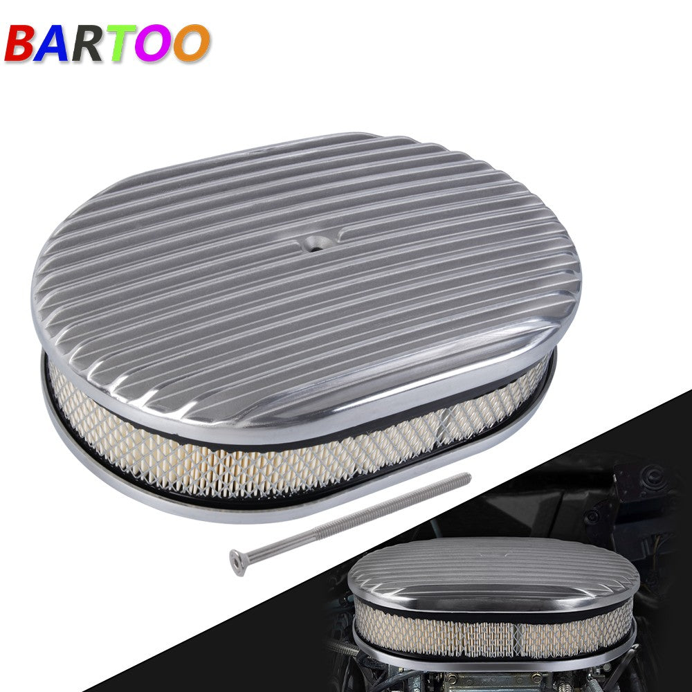 12 Full Finned Air Cleaner Set 4-Barrel Carburetor 5-1/8 Neck Washable Filter Q