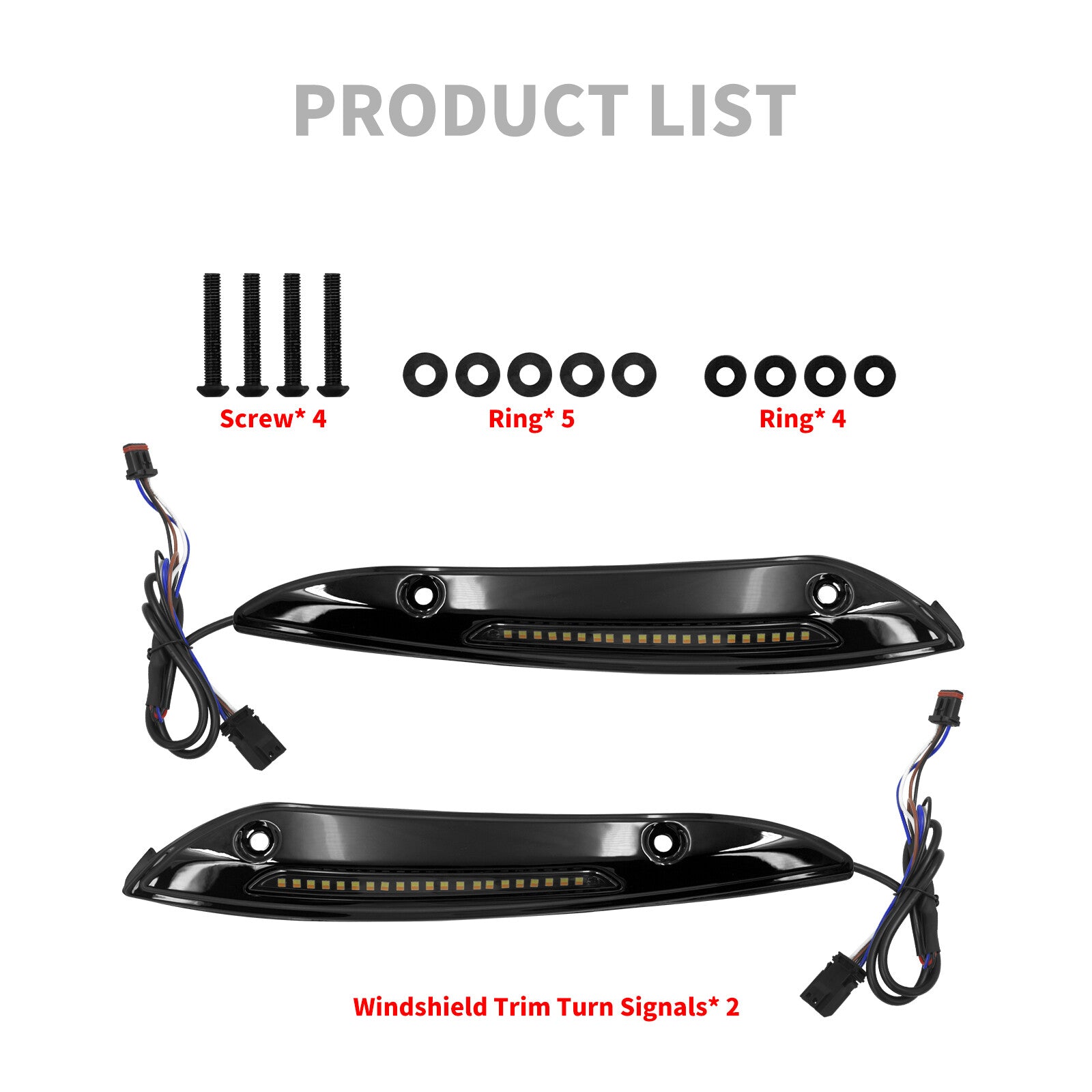 Black Aluminum Windshield Trim Turn Signal LED Light for Harley Road Glide 15-24 Q