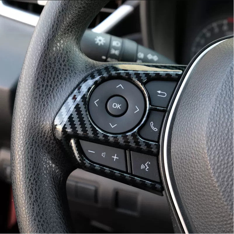 Carbon Fiber Steering Wheel Decor Frame Trim 3PCS For RAV4 2019-2024 v