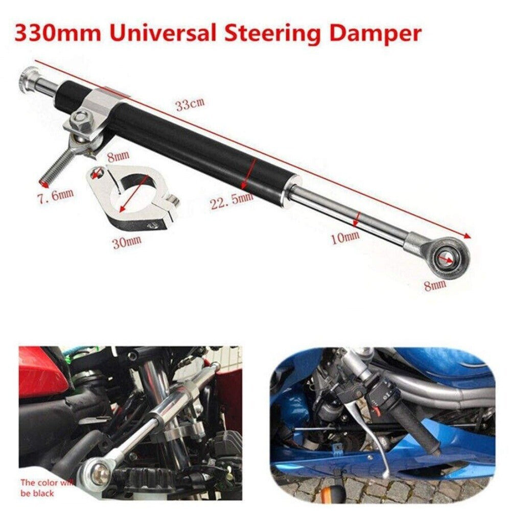 330mm Black Aluminum Steering Damper Adjust Stabilizer for Motorcycle,Dirt Bike n