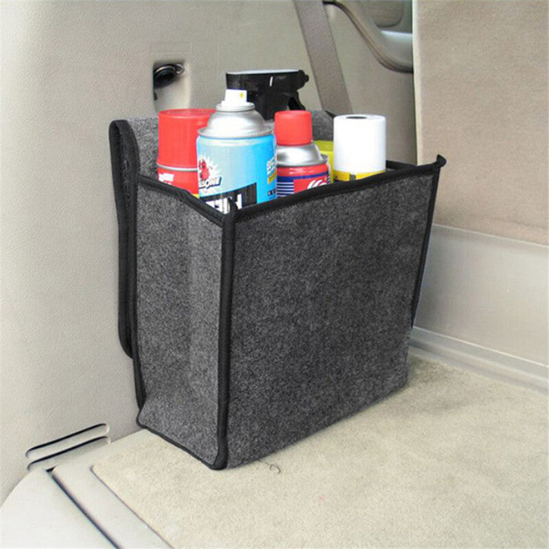 Gray soft felt car trunk organizer bag, fireproof and neat storage box. n