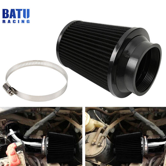 Black 3inch 76mm High Flow Inlet Dry Air Filter Cold Air Intake Cone Replacement