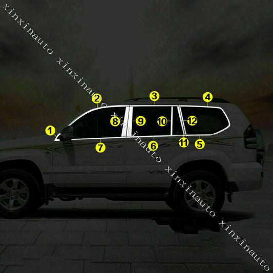 for Toyota Prado 120 2003-2009 Chrome Steel Full Door Window Sill Strip Trim 24x