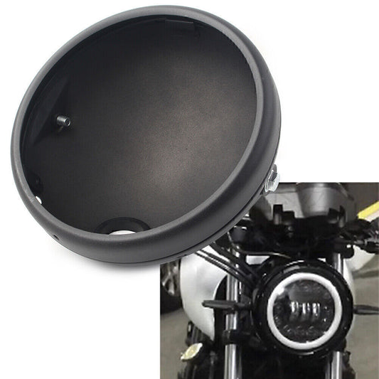 for Harley Motorcycle Matte Black Headlight 7-Inch Retro LED Headlight Shell Q