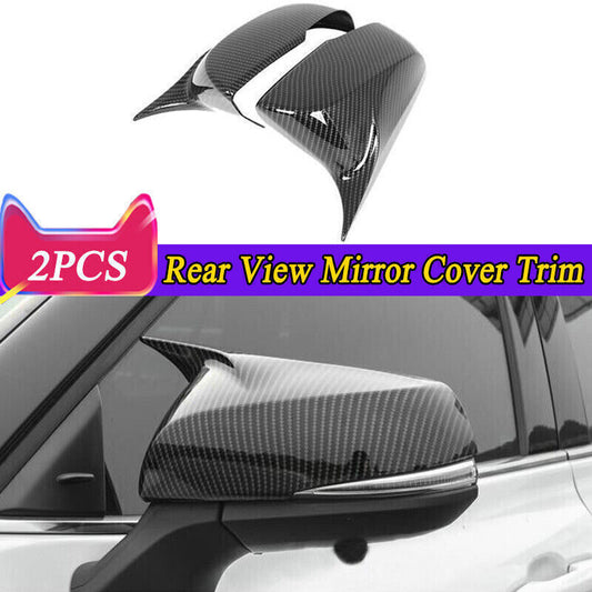 2P Carbon Fiber Look OX Horn Rear View Mirror Cover Trim for Toyota for Sienna 21-24