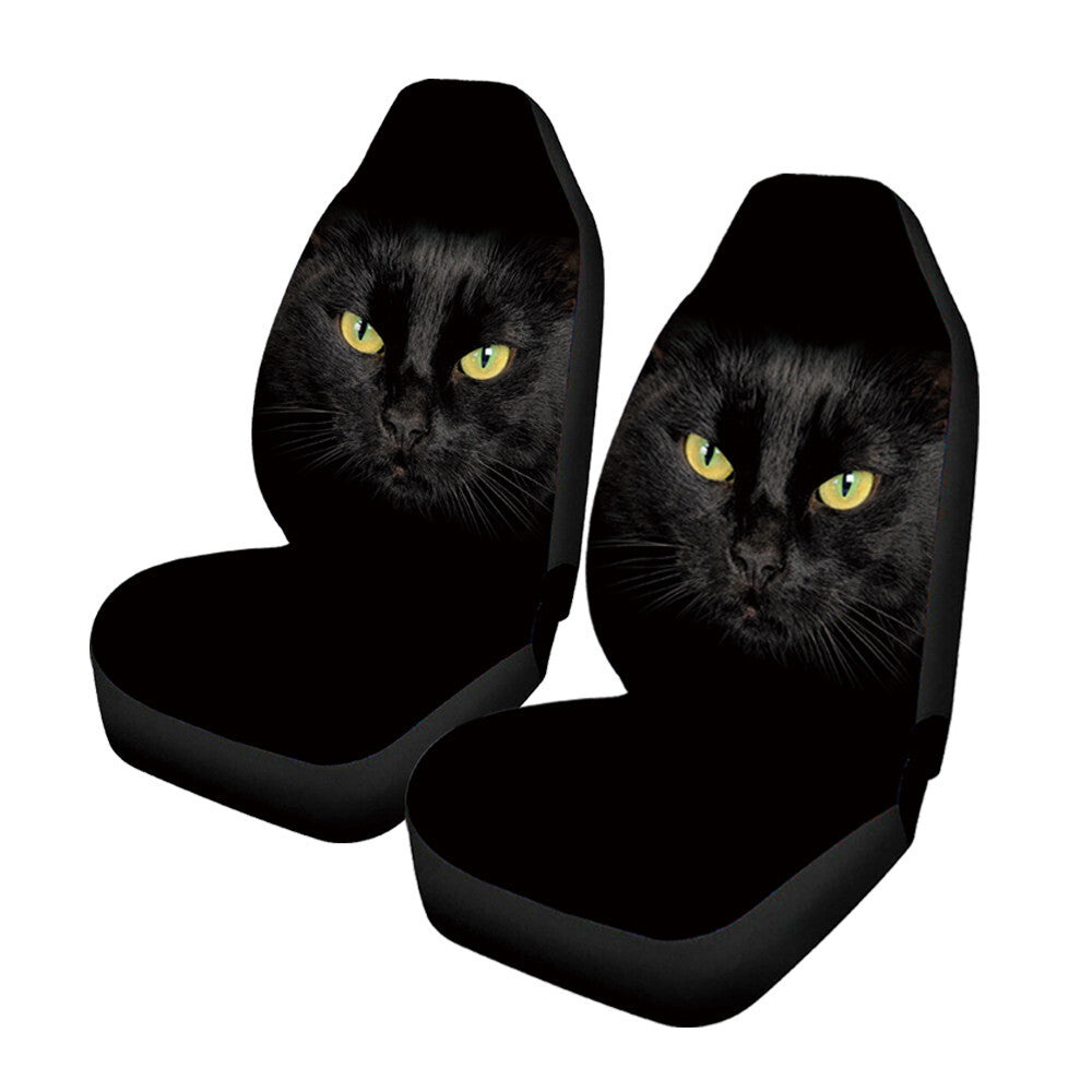 Front Car 2 for Seat Covers Cushion Cute Black Cat Breathable Protector Polyester Q