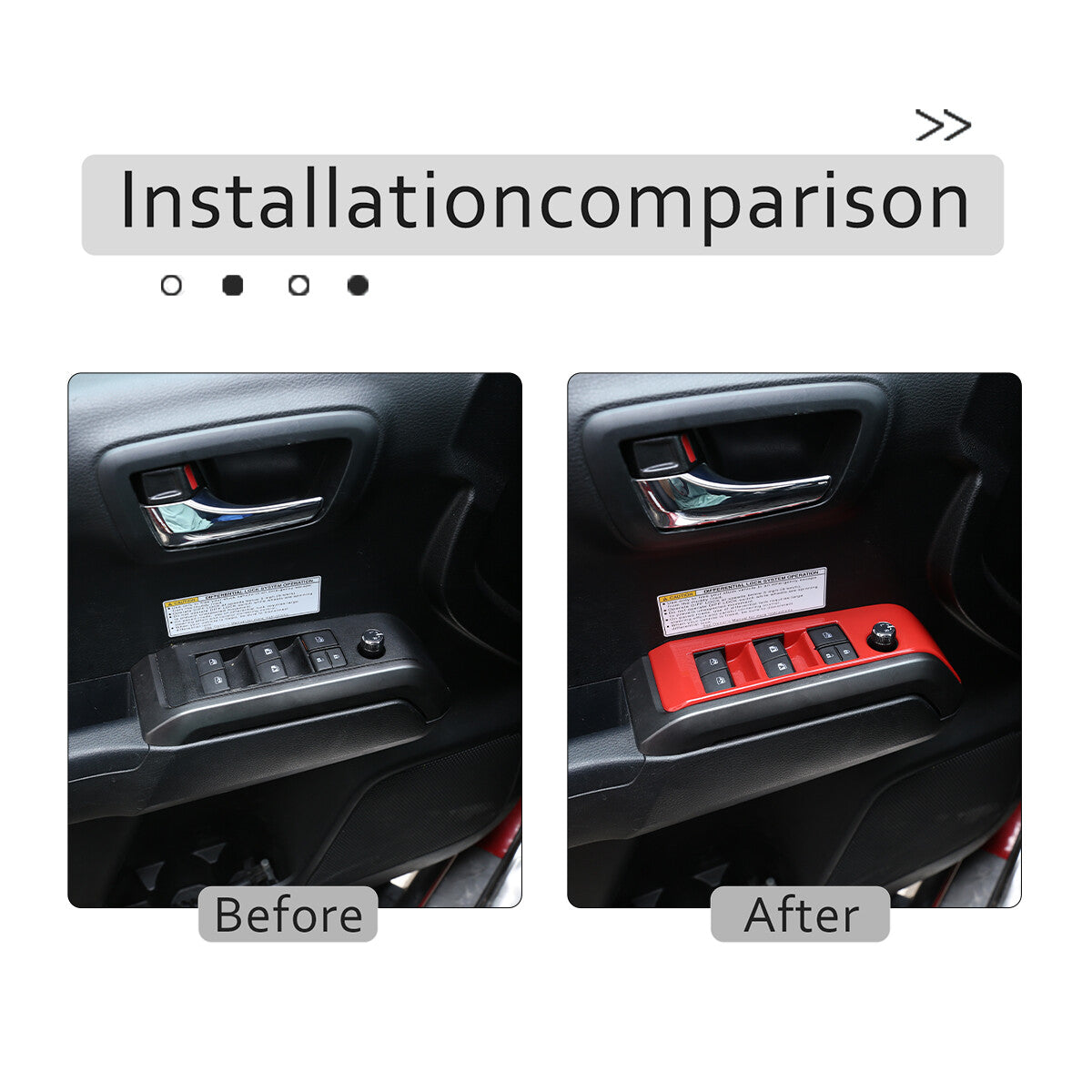 Interior door and window switch panel cover trim in red for Tacoma 2016-2022 (4 pieces) n