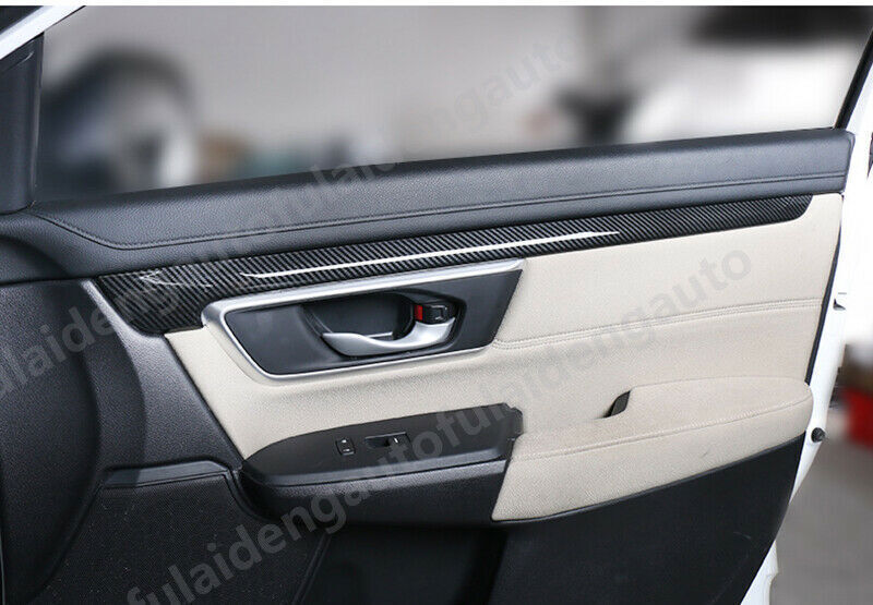 4P Carbon Fiber Inner Door Armrest Strip Cover Trim for Honda CRV CR-V 2017-2022