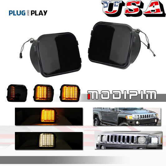 Suitable for 2006-00 for Hummer H3 H3T black lens switch dynamic LED DRL signal light 2X- v