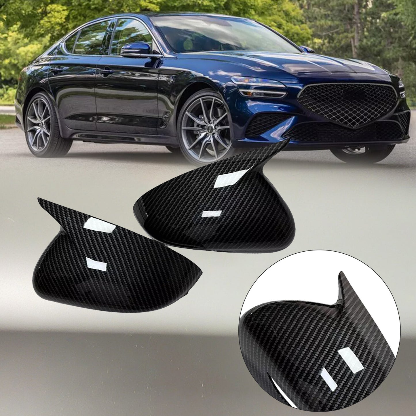 for Genesis G70 2017-2023 ABS Carbon Fiber Side Door Rearview Mirror Cover Cap