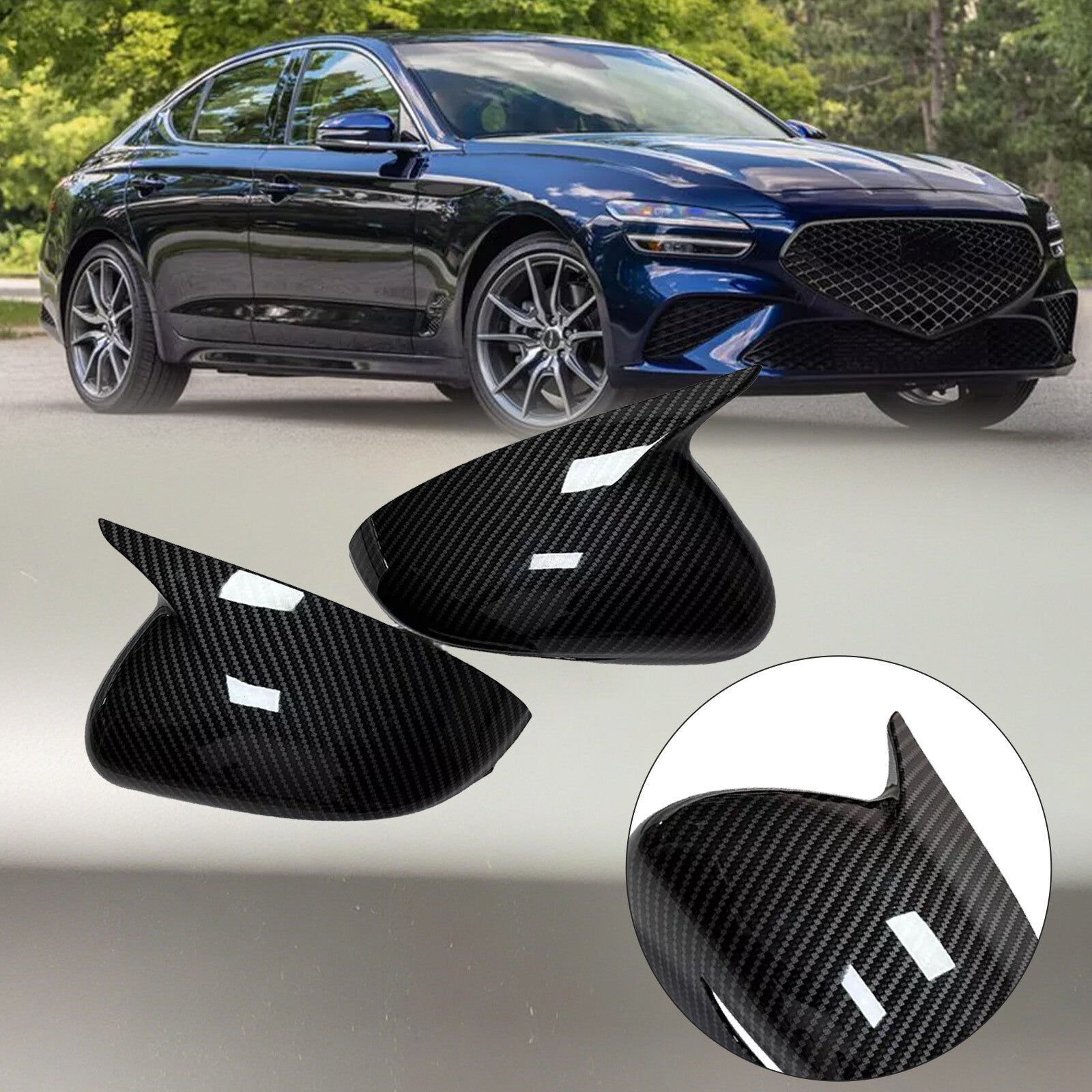 for Genesis G70 2017-2023 ABS Carbon Fiber Side Door Rearview Mirror Cover Cap