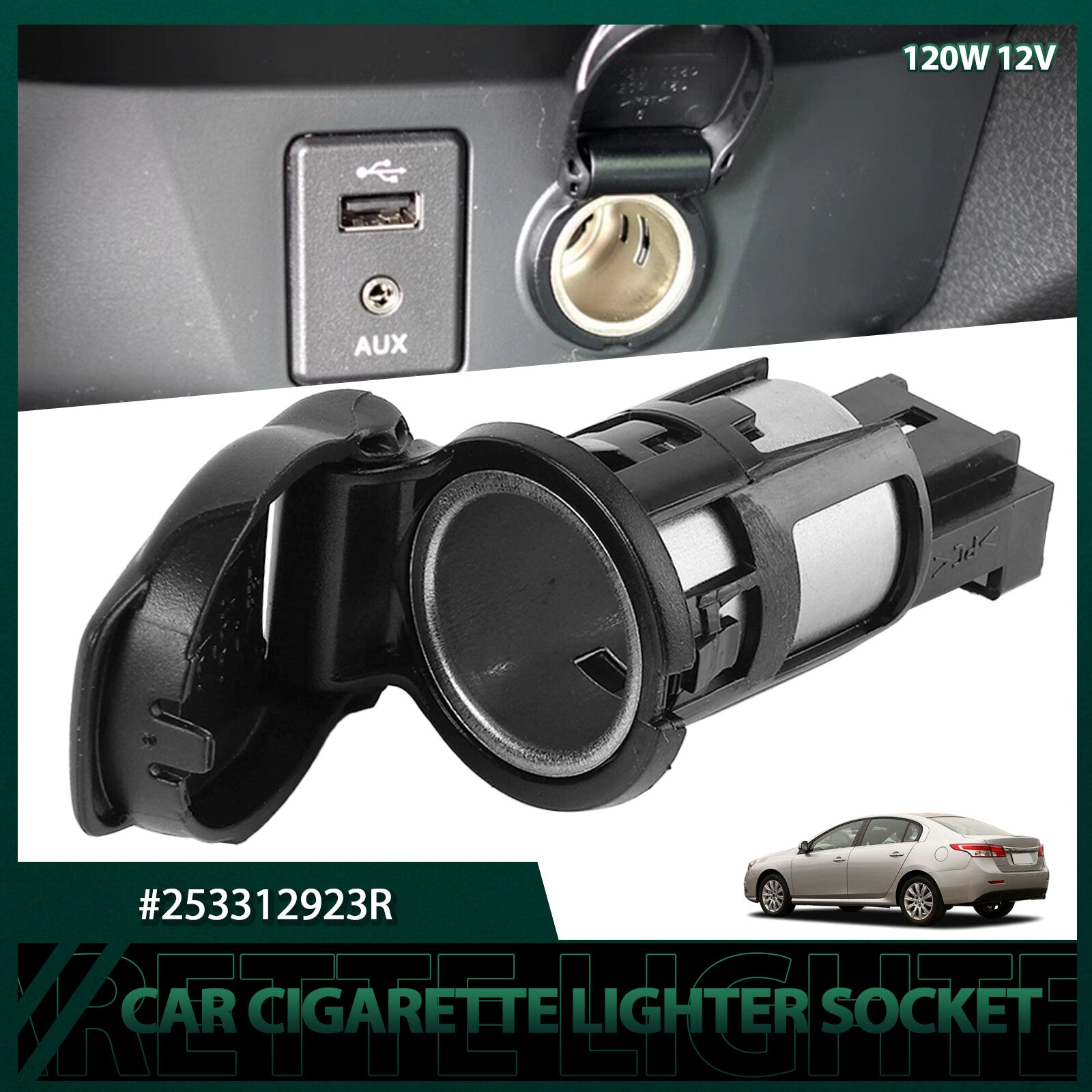 Car Cigarette Lighter Socket Replace 253312923R for Renault Megane for Dacia Koleo