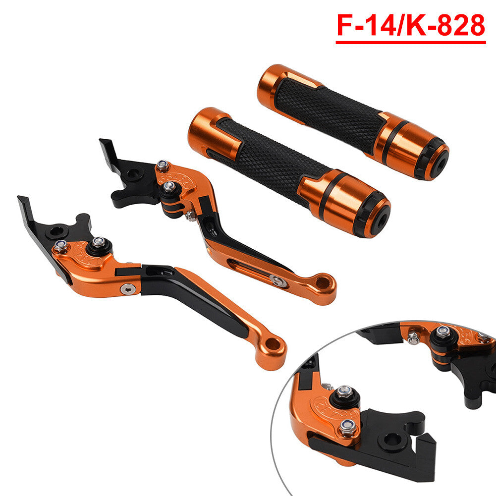 FIT for Kawasaki Folding Extendable Brake Clutch Lever Handlebar Grip Set